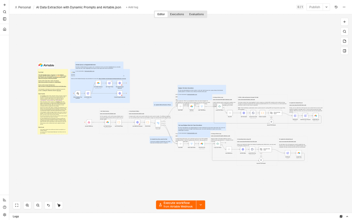 AI PDF Data Extraction with Dynamic Prompts (Airtable)