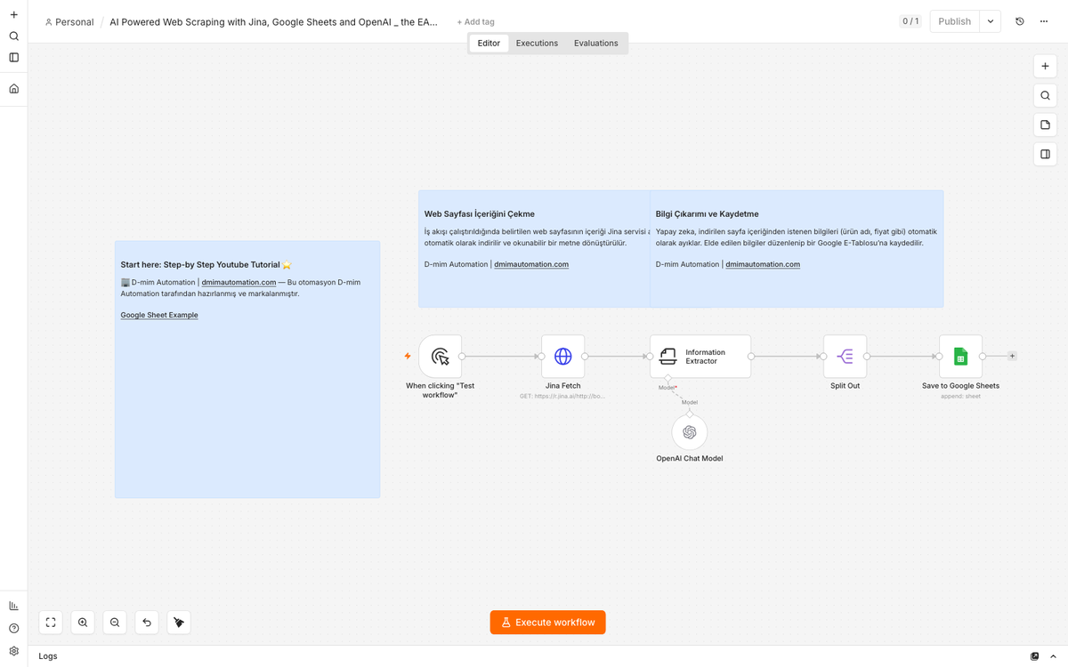 Easy AI Web Scraper with Jina AI & Google Sheets