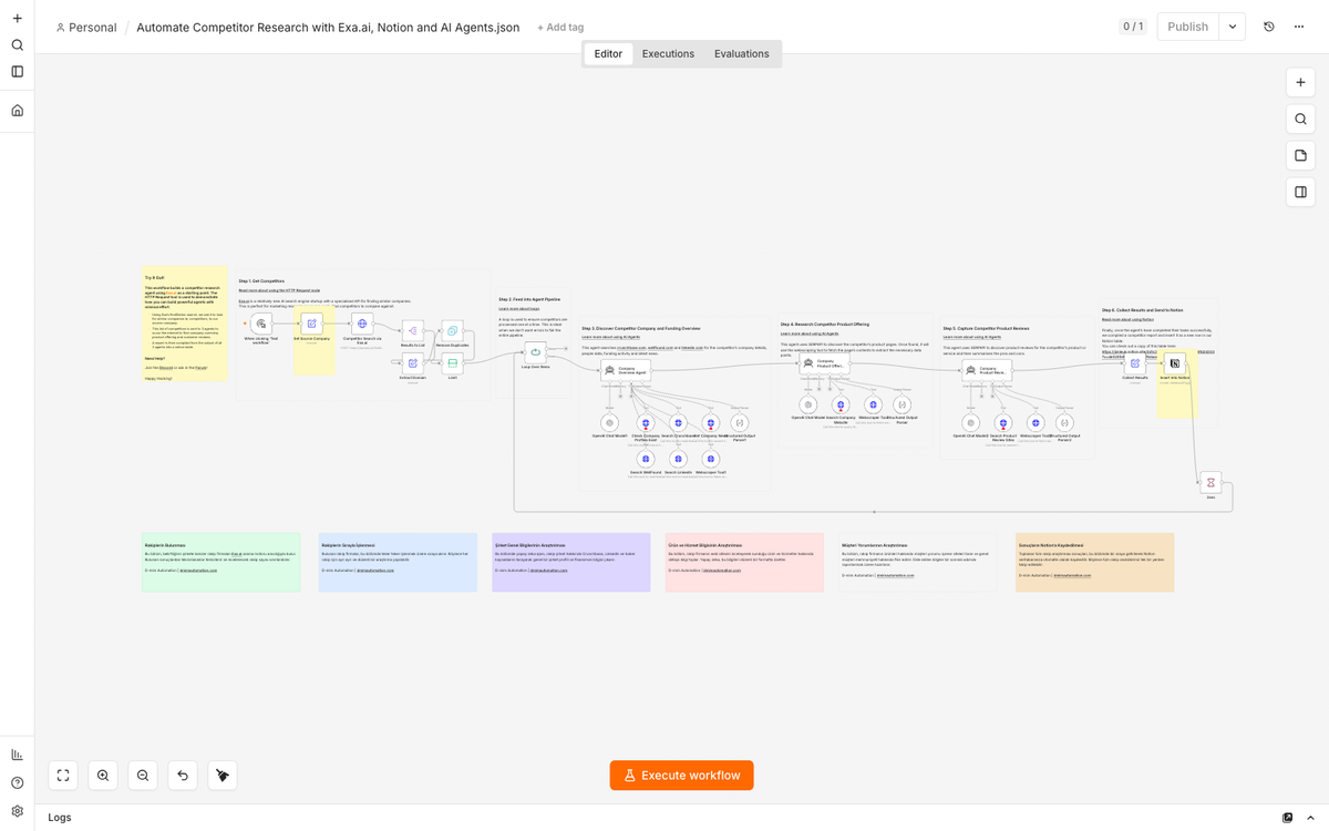 AI Competitor Research Agent with Exa.ai and Notion