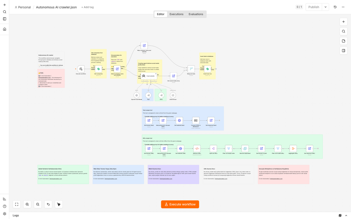 Autonomous AI Web Crawler for Social Media Links