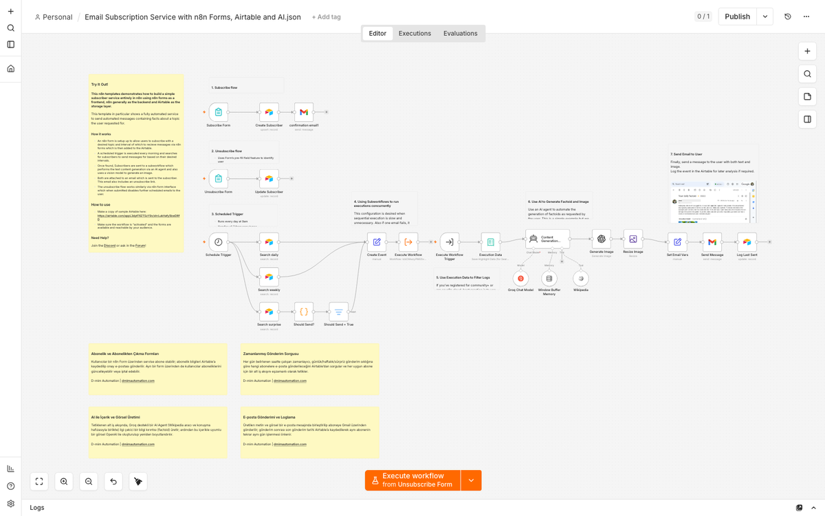 AI Email Newsletter Subscription Service with Airtable