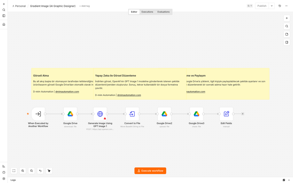 GPT Image 1 Gradient Image Editor Sub-Workflow with Google Drive