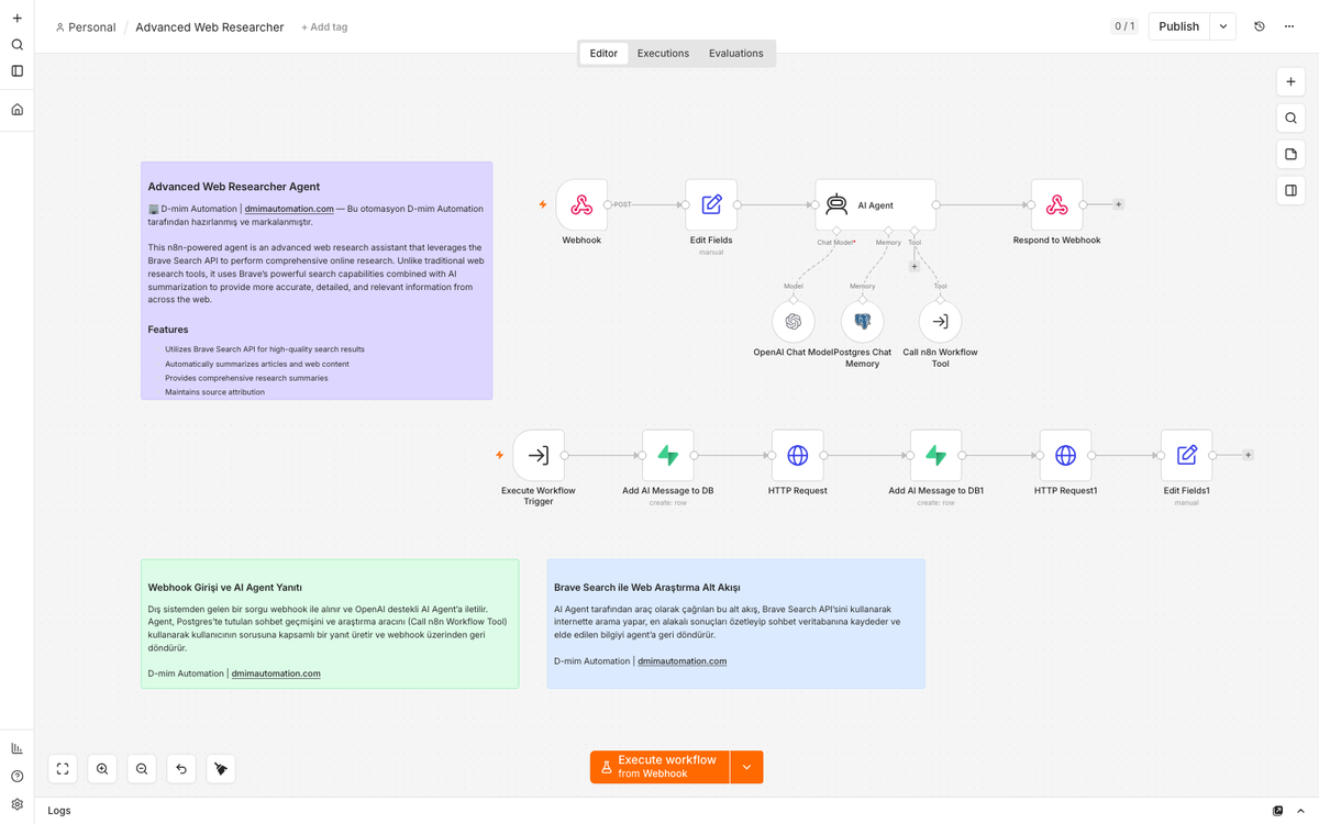 Advanced Web Research AI Agent with Brave Search API