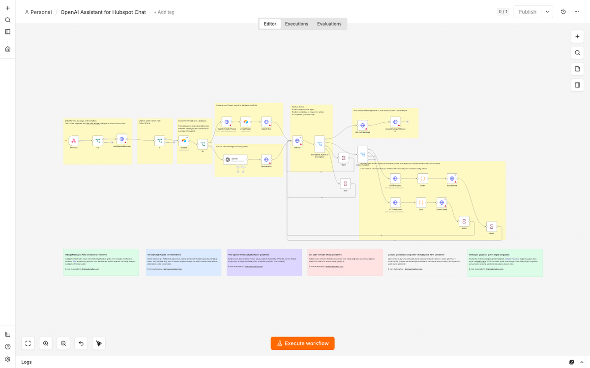 HubSpot Live Chat AI Assistant with OpenAI & Airtable