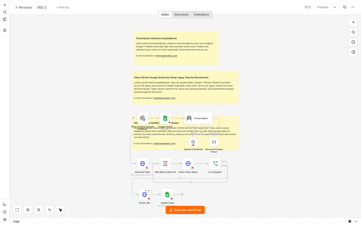 VEO3 AI Video Generator from Google Sheets Ideas